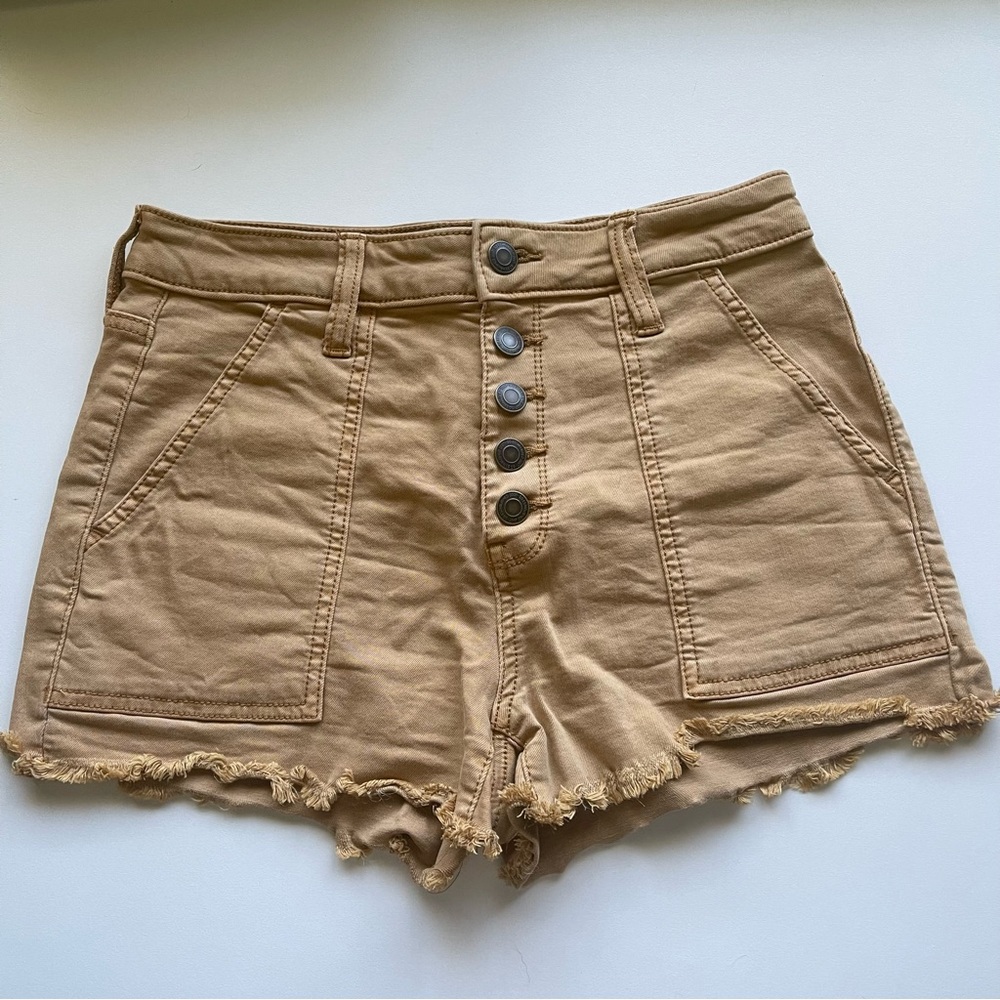 Mustard high waisted denim shorts